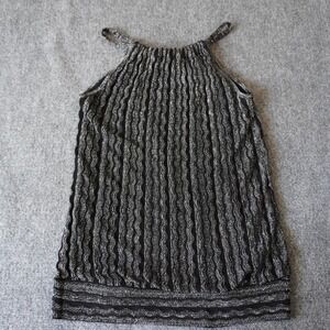 INC International Concepts Petite Black Silver‎ Metallic Halter Top M